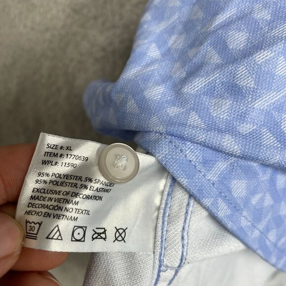 REV Men's XL Short Sleeve Shirt Blue Triangle Pattern - Picture 4 of 5